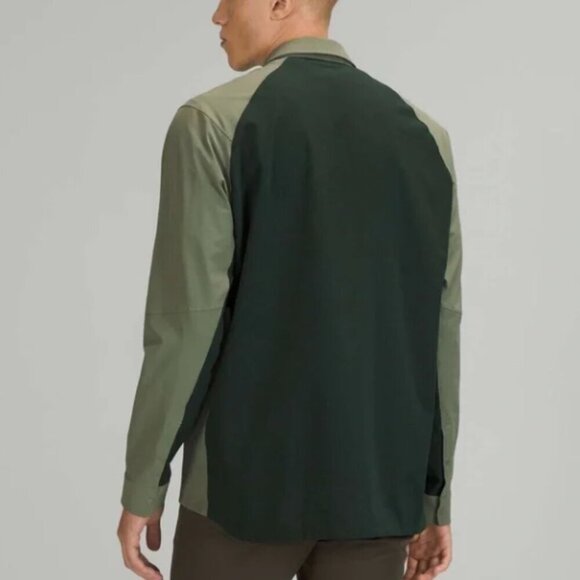 Lululemon Double Pocket Long Sleeve Overshirt Green Twill Men's Size XL - Picture 2 of 6